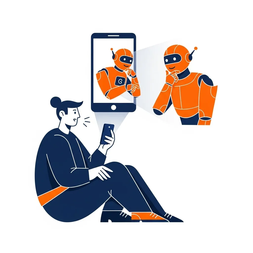 Illustration zum Thema MPU-Vorbereitung mit KI: Das psychologische Gespräch clever üben